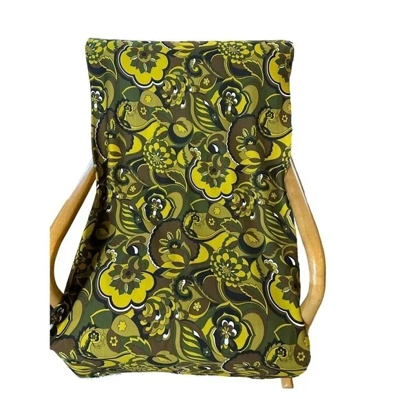 Vintage Blends Inc green and brown floral polyester fabric - Picture 1 of 8